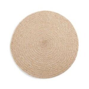 Lucky Brand Chevron Metallic Handmade Round Placemat Beige Size 15 In NWT